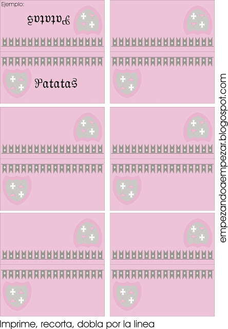 TARJETAS COMIDA  BEBIDA CABALLEROS Y PRINCESAS