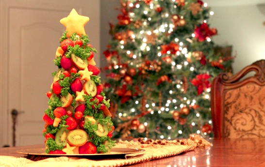 Centro de mesa Abrol de navidad con frutas
